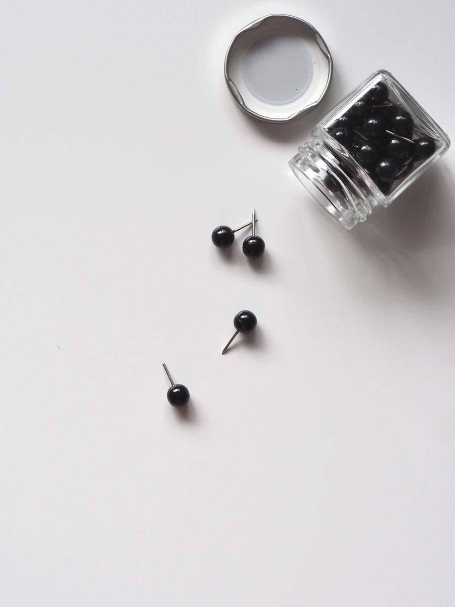 push pins ball black pink lot beside container black